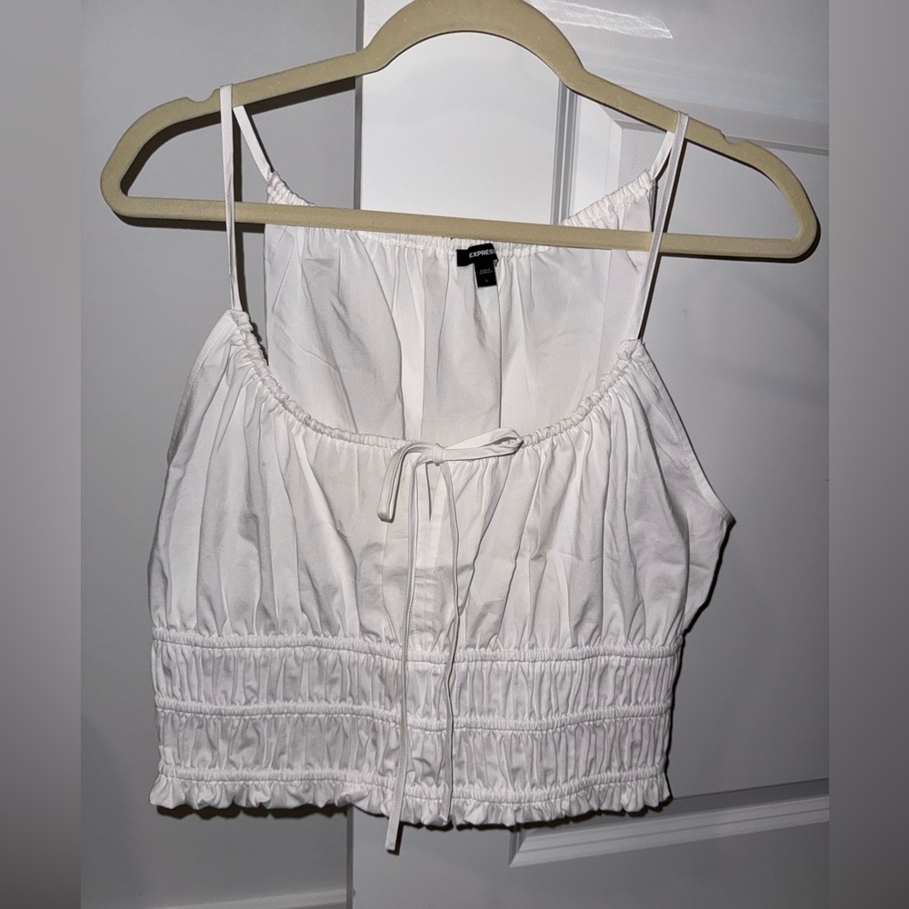 NWOT Express White Ruched Camisole Top